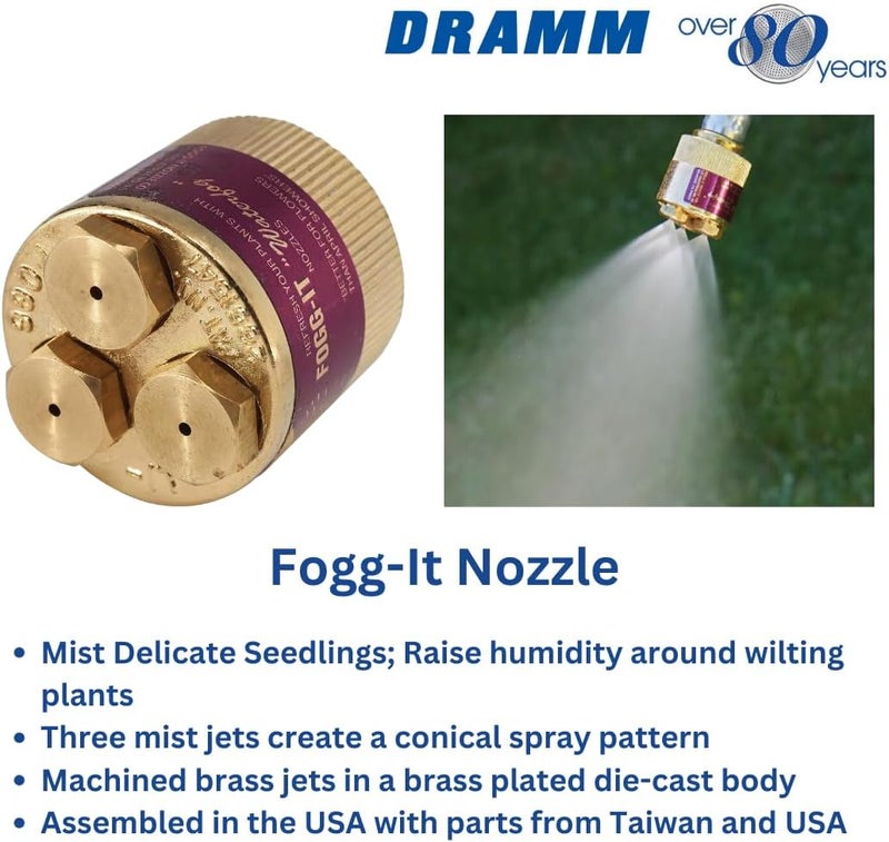 Dramm 60-12344 Fog-It Nozzle - Heavy Duty Brass with 1 GPM Flow Rate - Image 3
